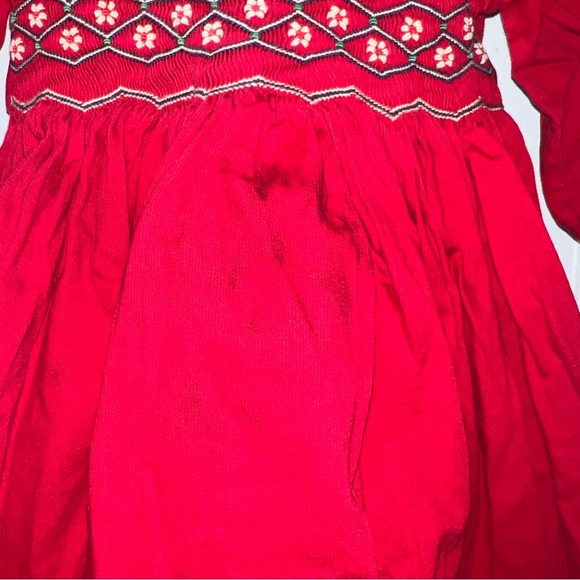 Vintage Will Beth Red corduroy smocked floral 4T Dress “play” - Picture 5 of 5